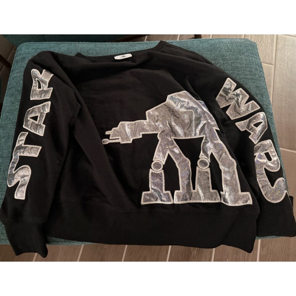 Disney Parks Black Pullover Star Wars AT-AT Walker Cropped Sweatshirt Women's M